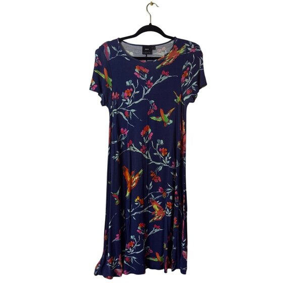 Asos Maternity Navy Blue Floral Short Sleeve Midi Dress Size 6/10/38 100% Viscos - Picture 1 of 5